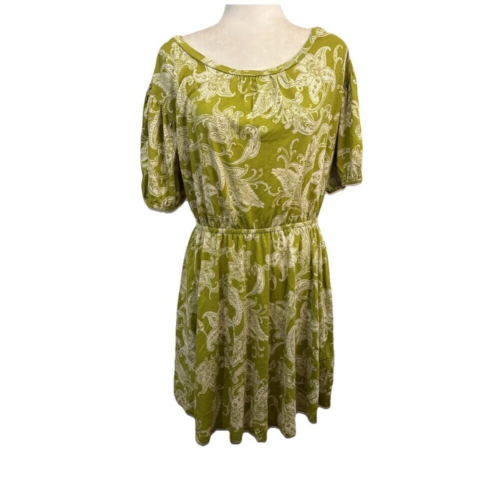 daily practice Anthropologie Short Floral Green Dress Cotton Blend Size Medium